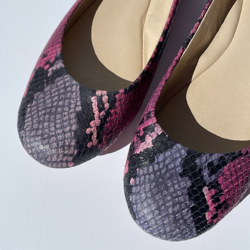 COPY - Saks Fifth Avenue Faux Snakeskin Ballet Flats in Pink, Grayish Lavender,…